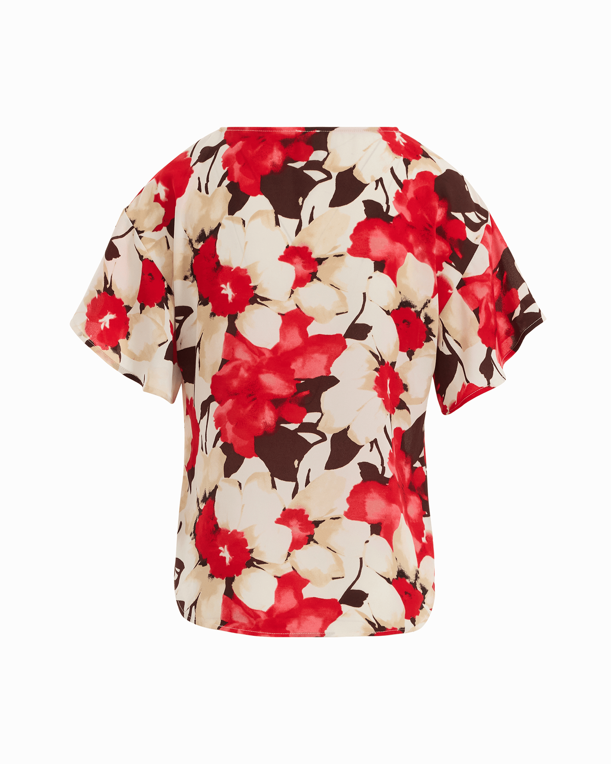 Anne Klein Flutter Sleeve Bateau Neck Blouse in WHITE DOVE MULTI