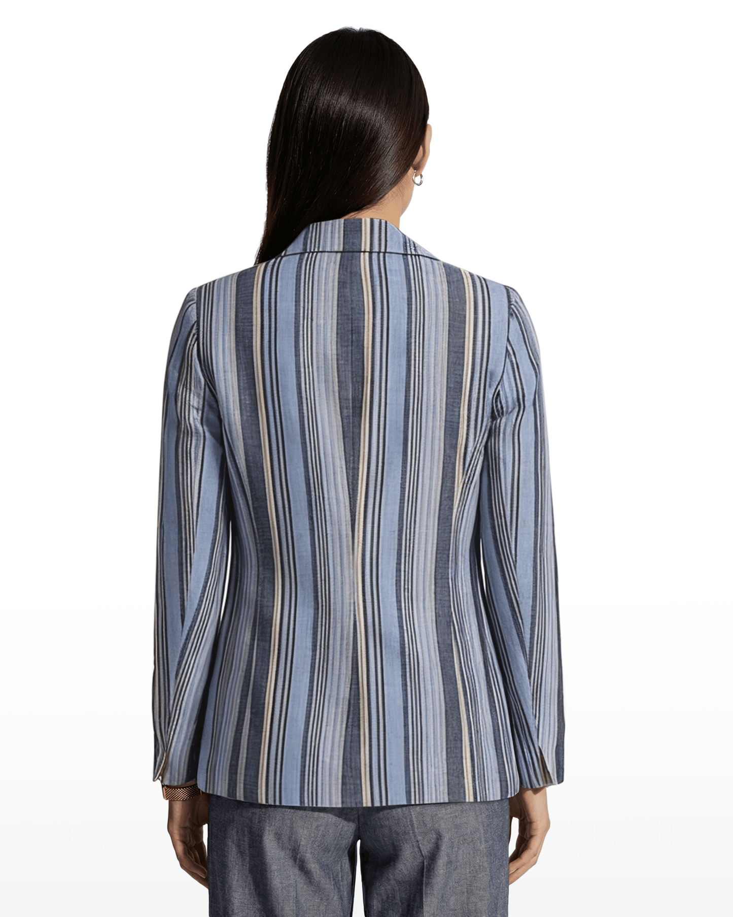 Anne Klein Striped Double-Breasted Blazer
