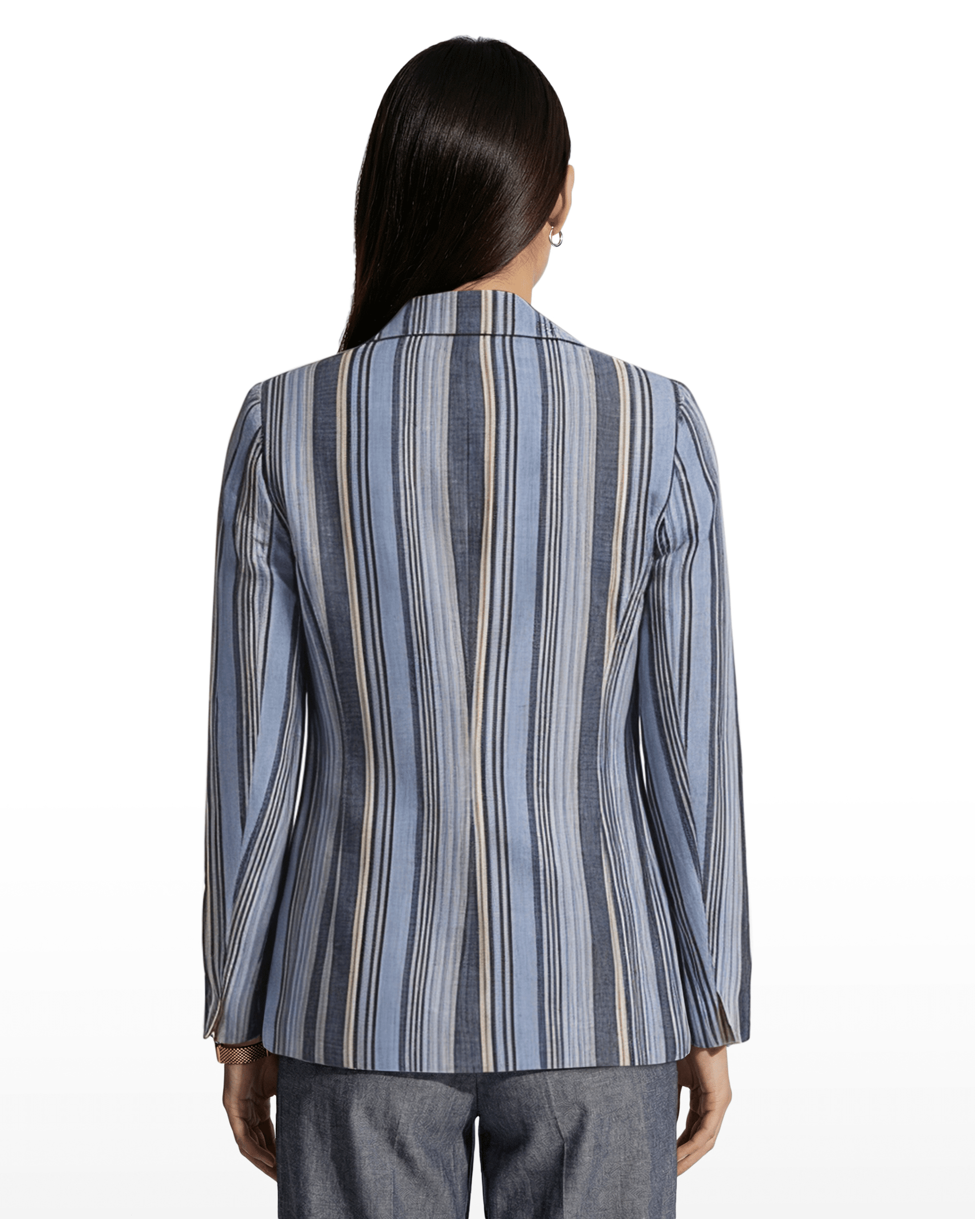 Anne Klein Striped Double-Breasted Blazer