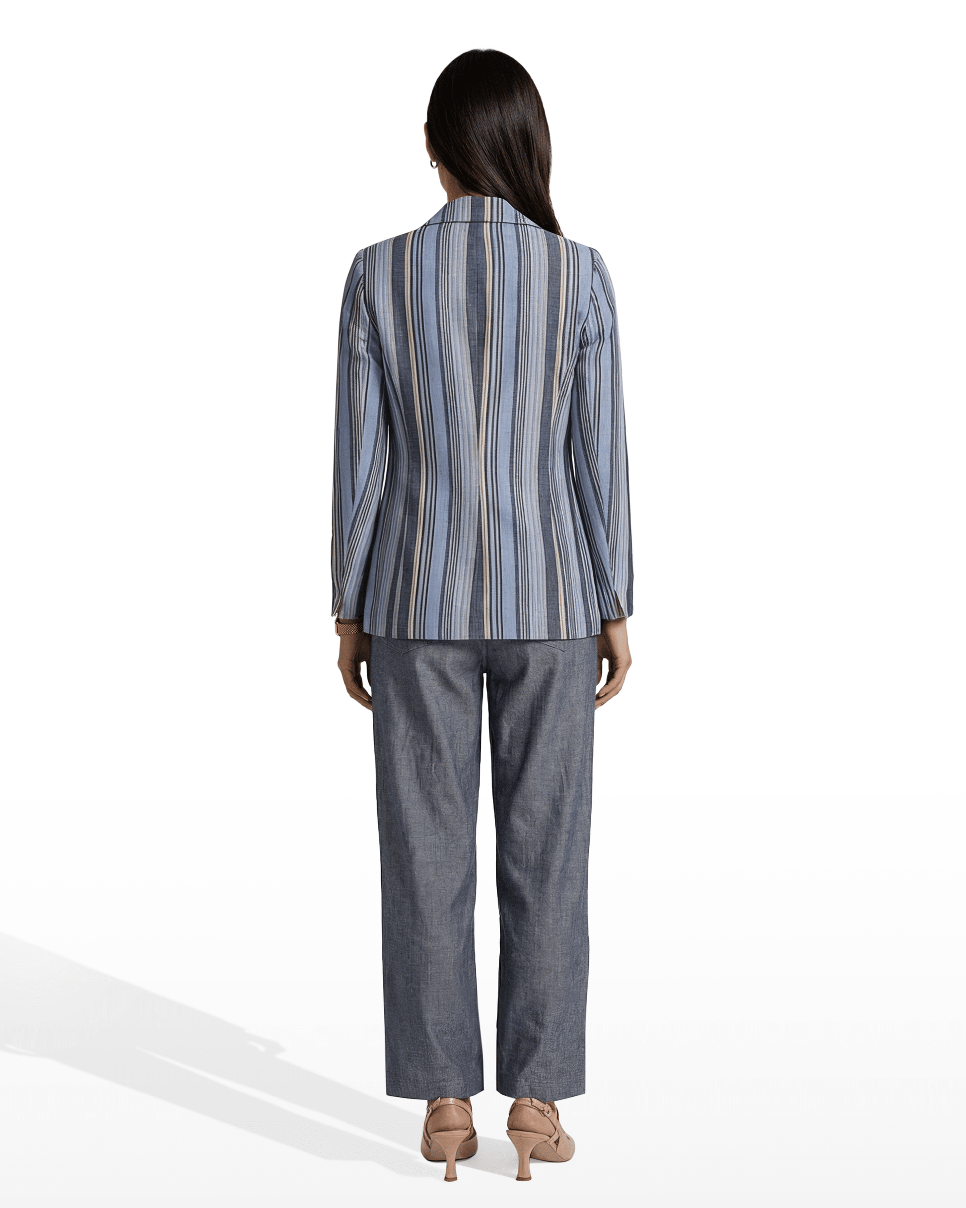 Anne Klein Striped Double-Breasted Blazer