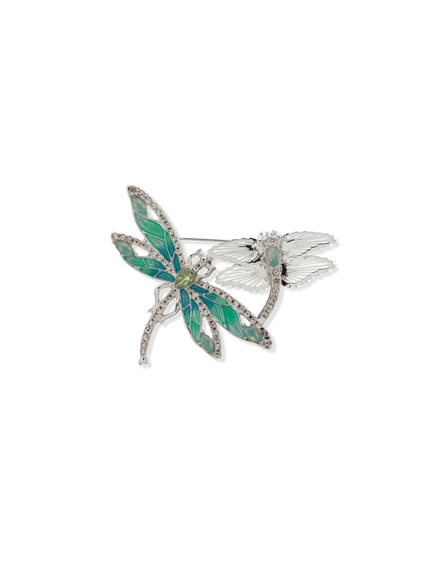 Anne Klein Bx Flying Dragonflies Pin-Slv/Turq/Grn