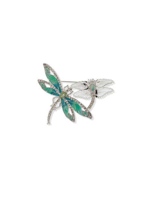 Anne Klein Bx Flying Dragonflies Pin-Slv/Turq/Grn