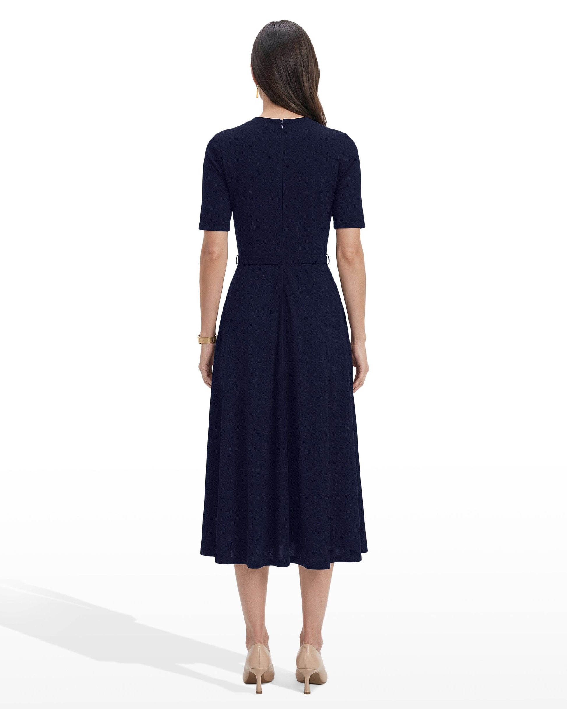 Anne Klein Twist Neck Fit and Flare Midi Dress