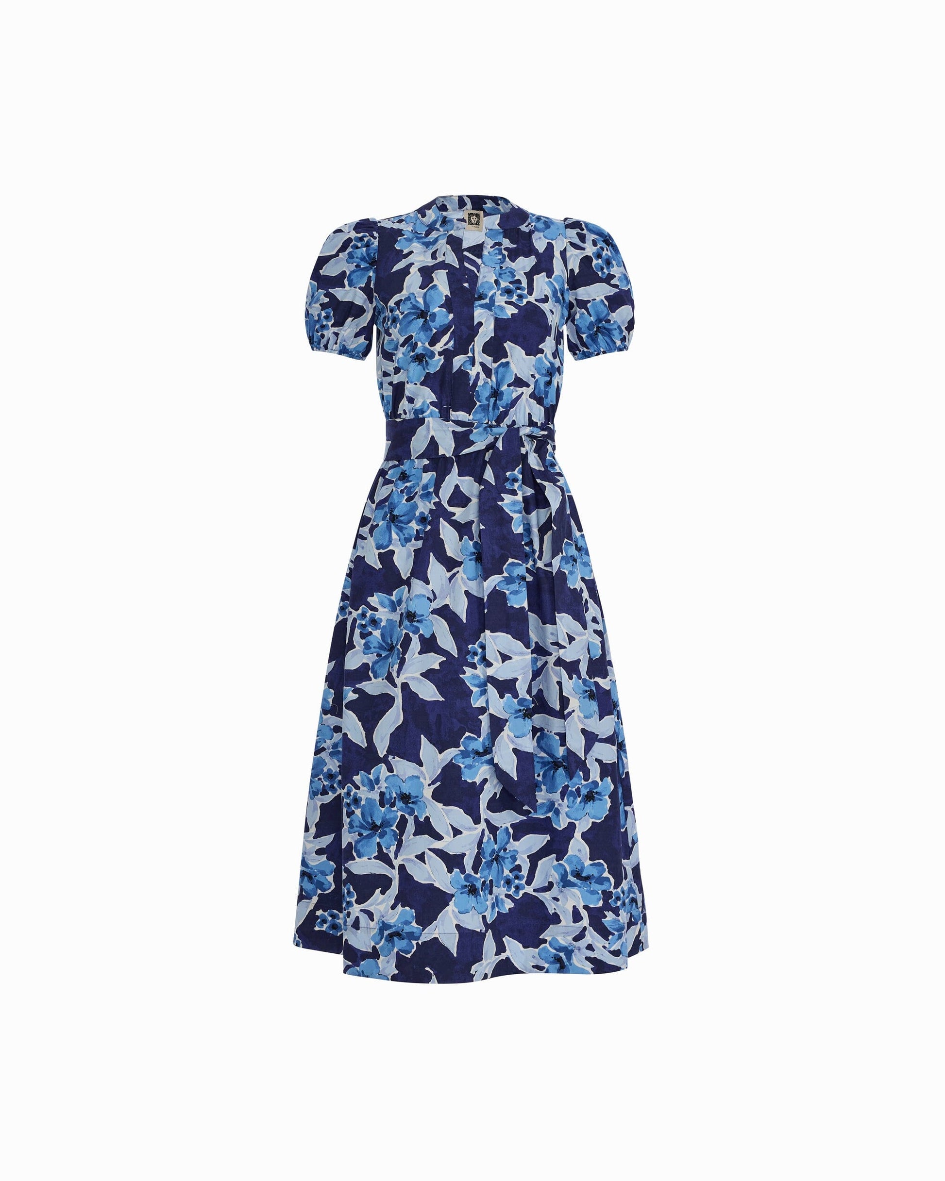 Anne Klein Puff Sleeve A-line Midi Dress