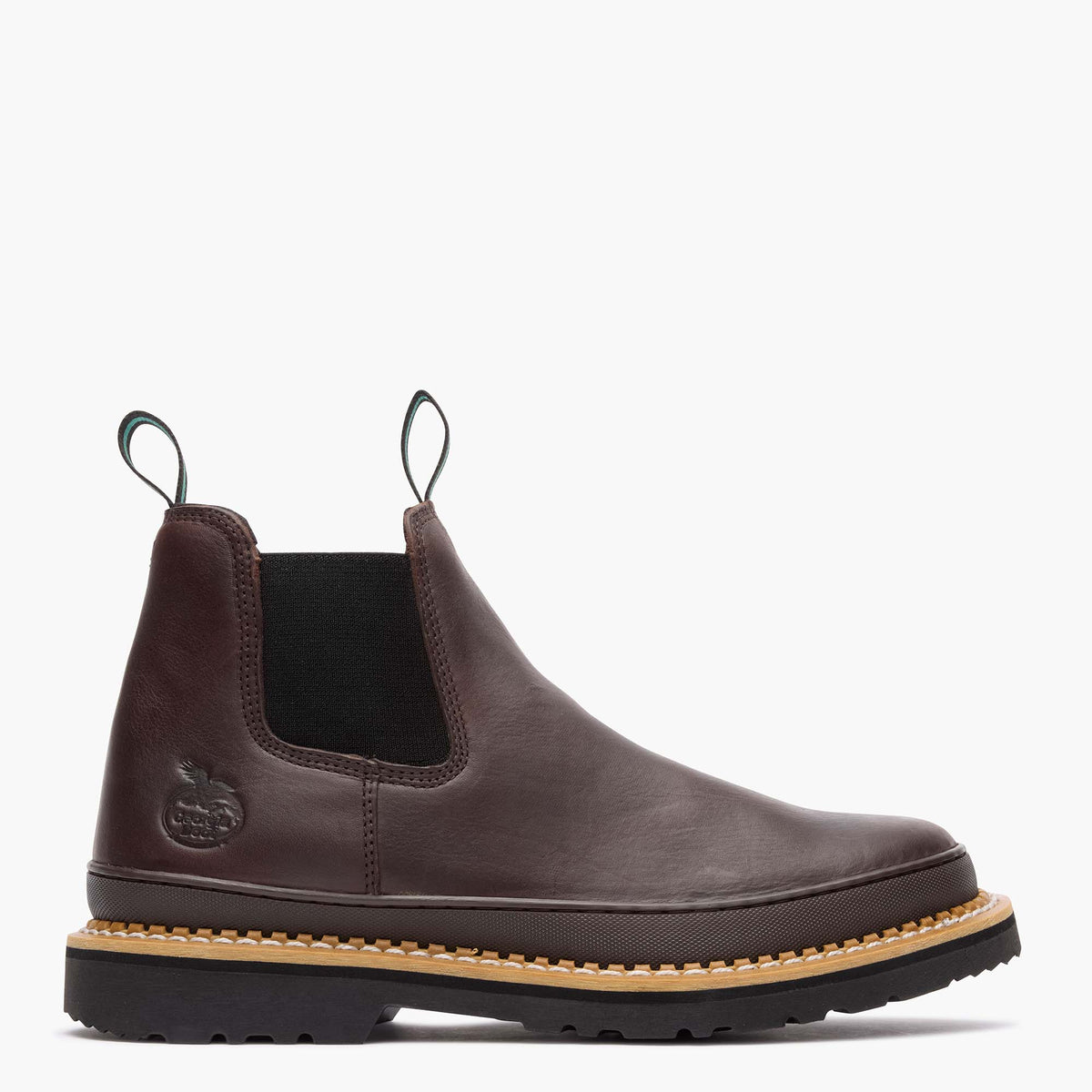 Men Georgia Giant Men's Soggy Brown Romeo Work Boot with Rubber Rand – Georgia Boot