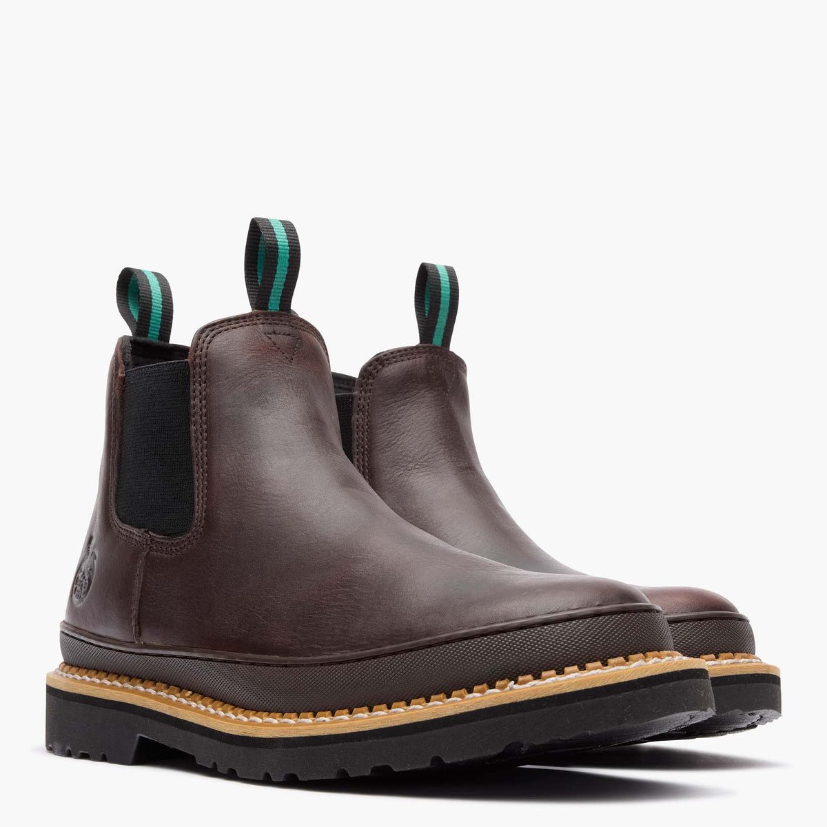 Men Georgia Giant Men's Soggy Brown Romeo Work Boot with Rubber Rand – Georgia Boot
