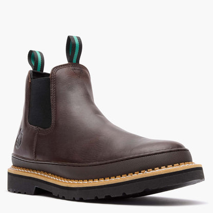 Men Georgia Giant Men's Soggy Brown Romeo Work Boot with Rubber Rand – Georgia Boot