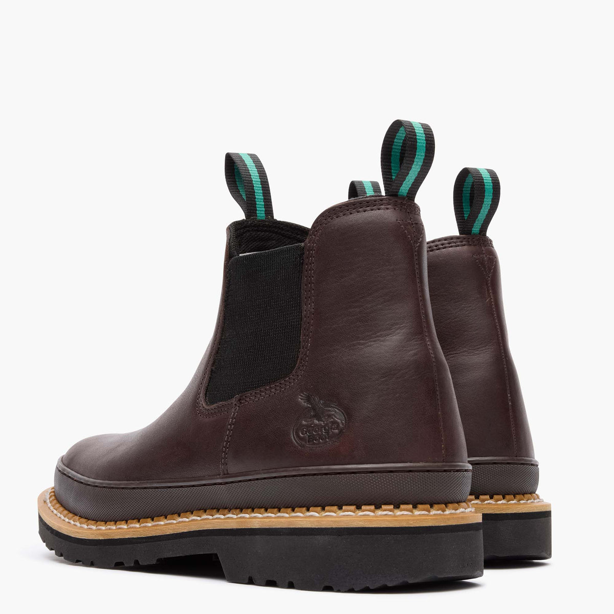 Men Georgia Giant Men's Soggy Brown Romeo Work Boot with Rubber Rand – Georgia Boot