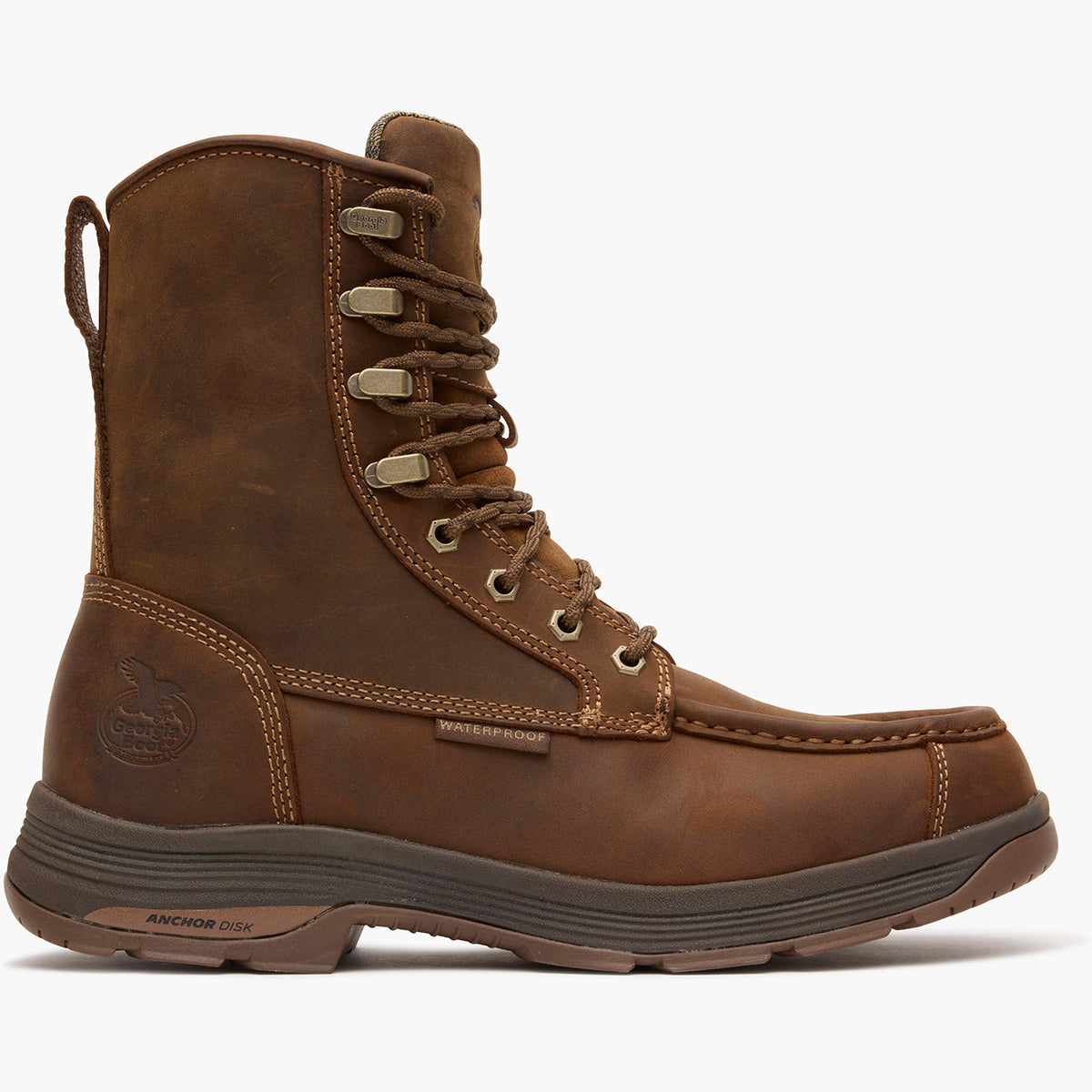 Men Georgia Boot Athens SuperLyte 8" Waterproof Side-Zip Moc Toe Work Boot