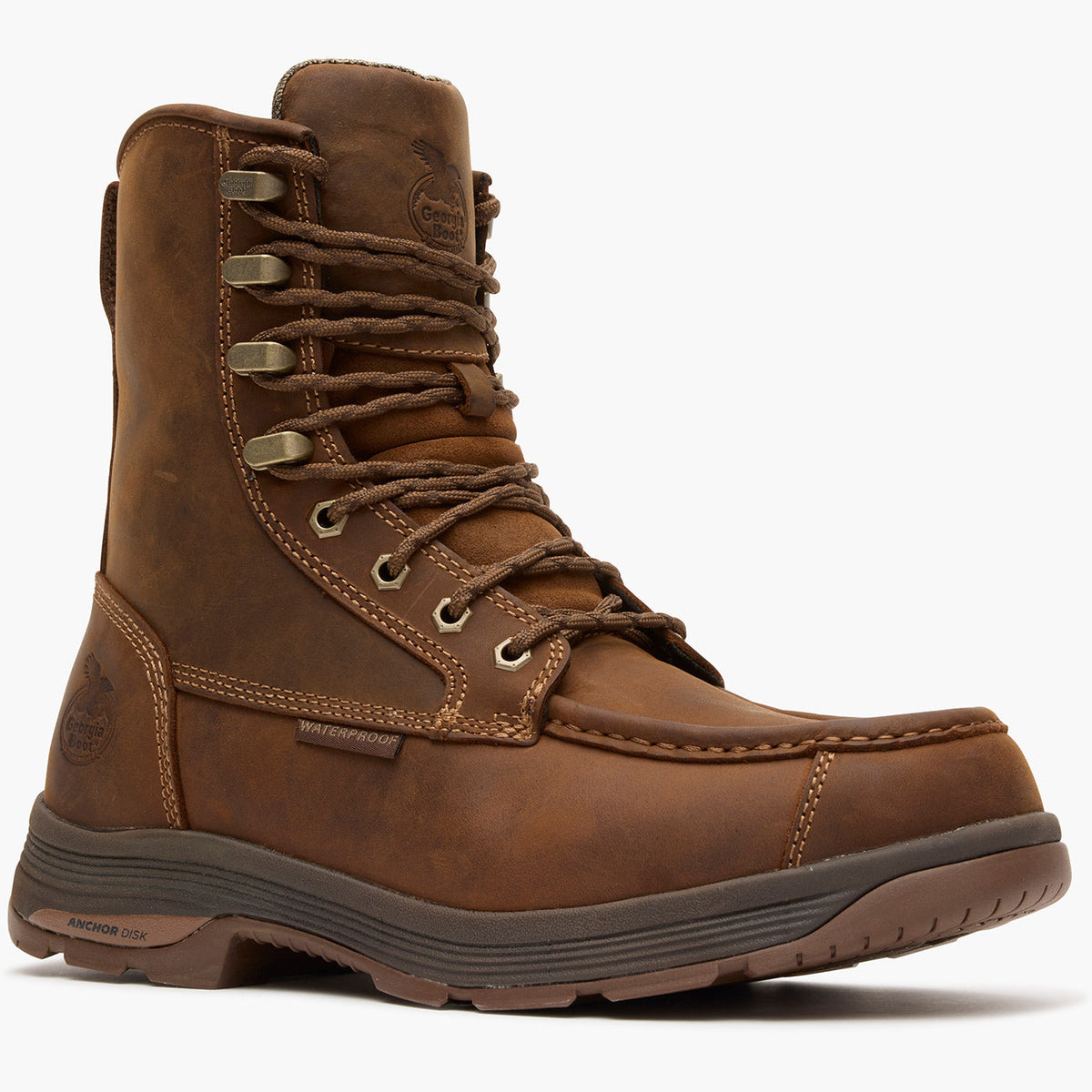 Men Georgia Boot Athens SuperLyte 8" Waterproof Side-Zip Moc Toe Work Boot