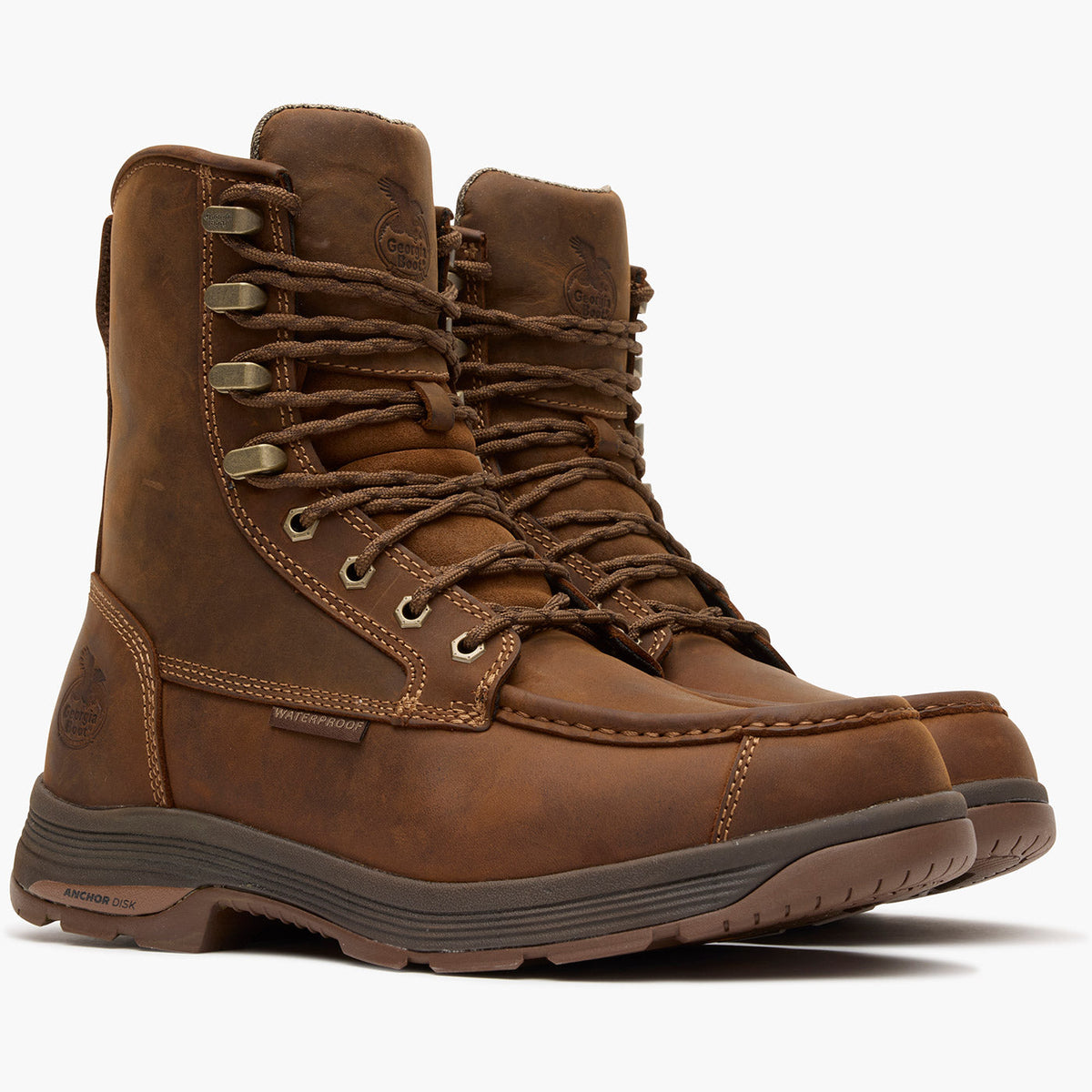 Men Georgia Boot Athens SuperLyte 8" Waterproof Side-Zip Moc Toe Work Boot