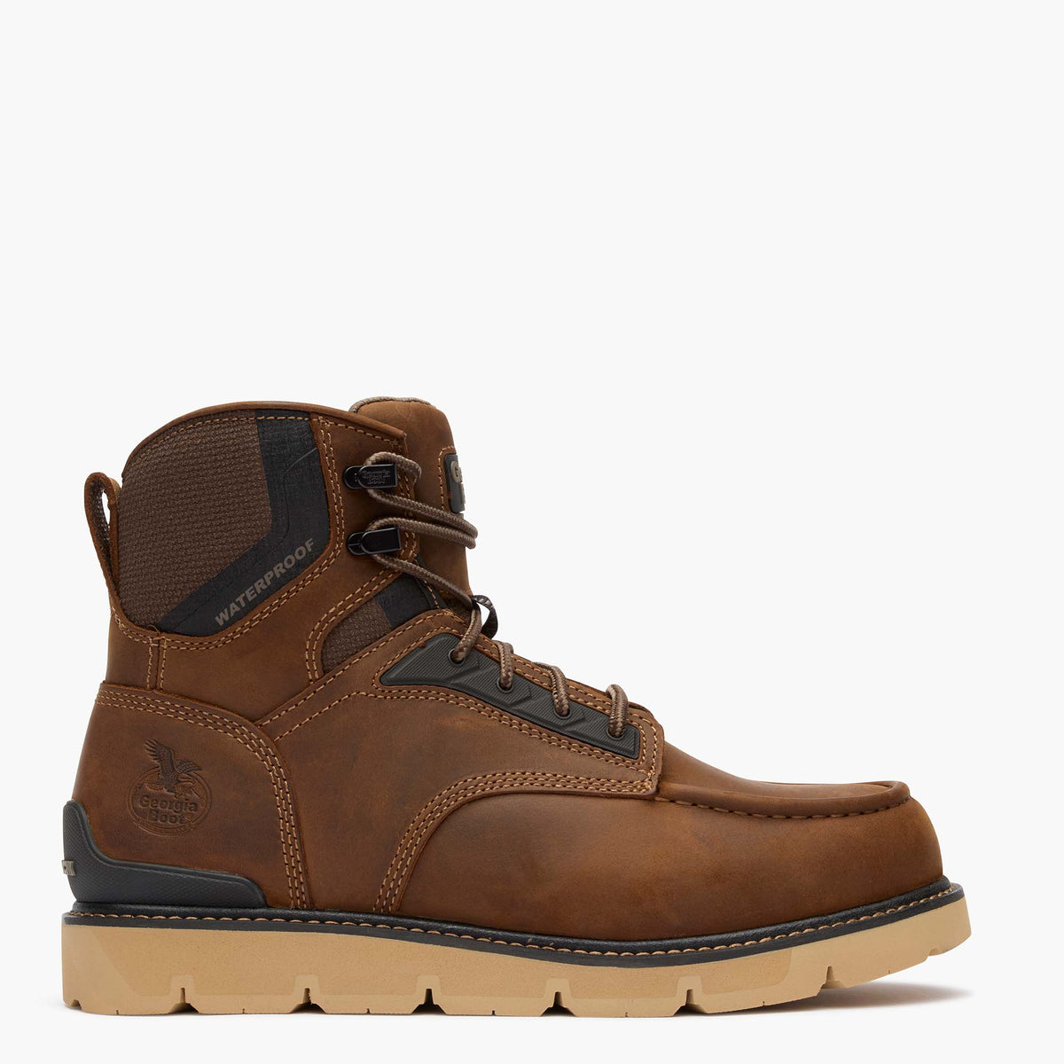 Men Georgia Boot Men's 6" Carbon Flex Wedge Waterproof Moc-Toe Work Boot