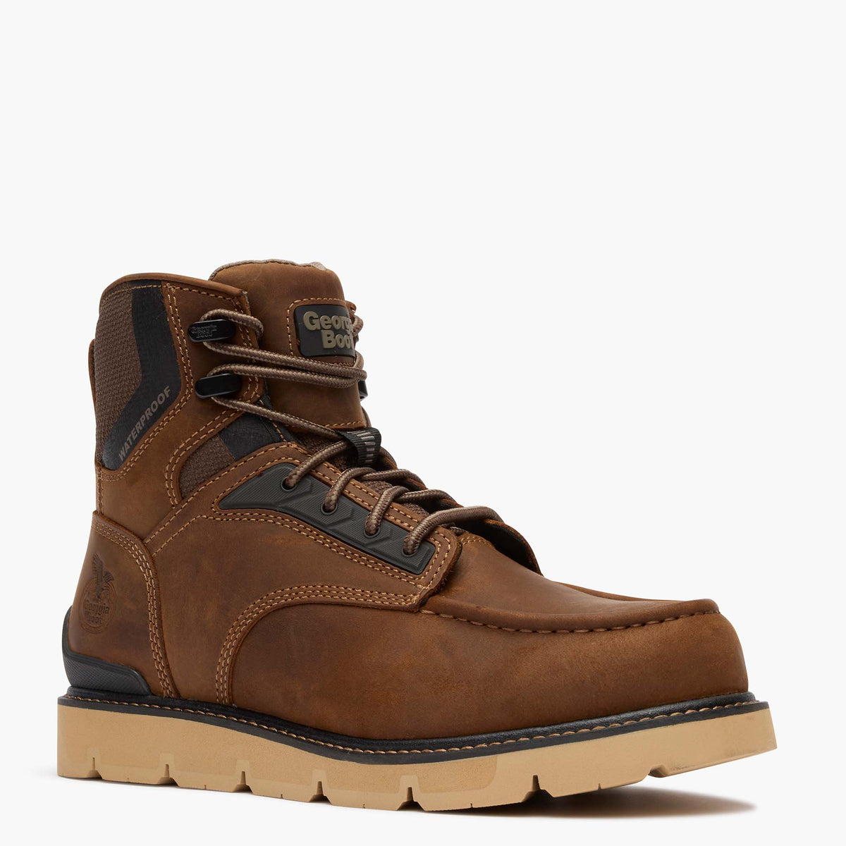 Men Georgia Boot Men's 6" Carbon Flex Wedge Waterproof Moc-Toe Work Boot