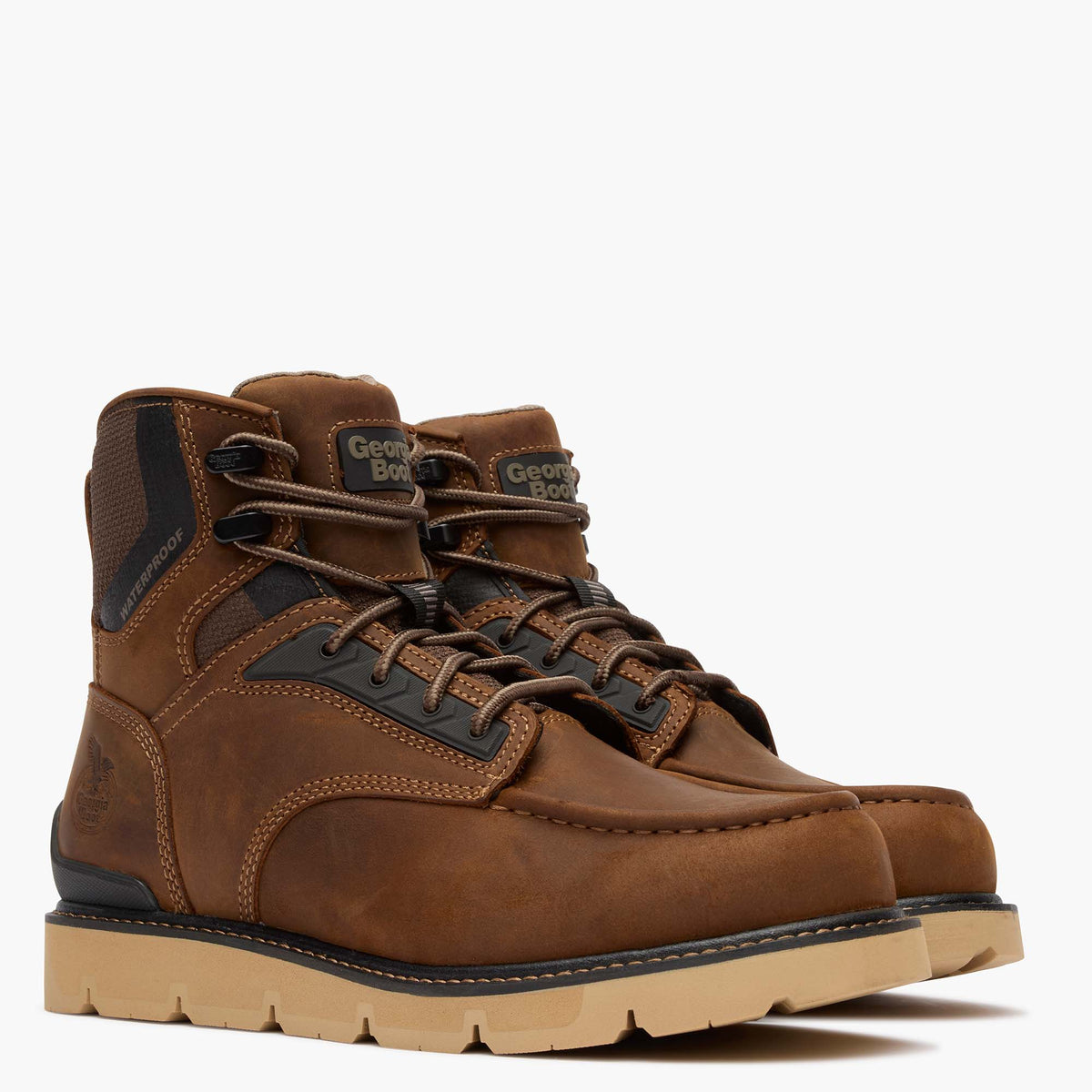 Men Georgia Boot Men's 6" Carbon Flex Wedge Waterproof Moc-Toe Work Boot