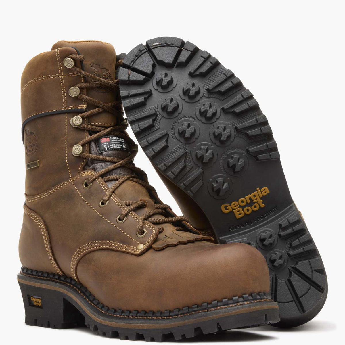 Men Georgia Boot AMP LT Logger Composite Toe Insulated Waterproof Work Boo