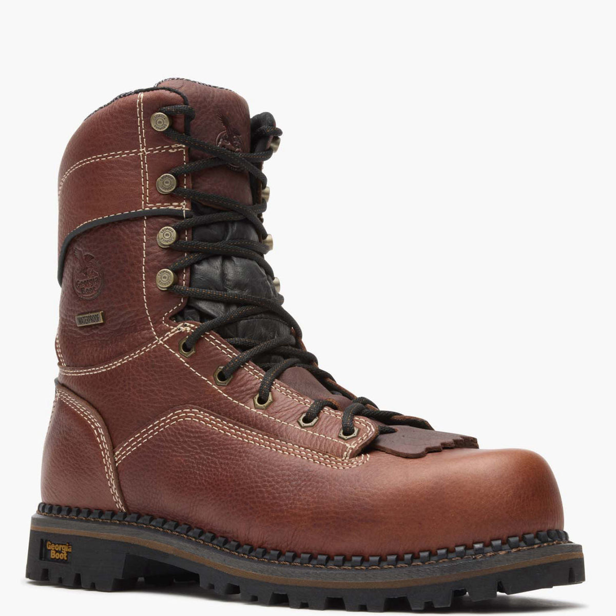 Men Georgia Boot AMP LT Logger Composite Toe Low Heel Waterproof Work Boot