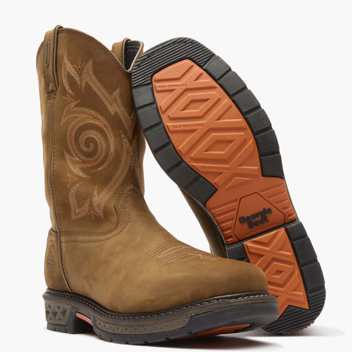 Men Georgia Boot Carbo-Tec LT Steel Toe Waterproof Pull On Work Boot
