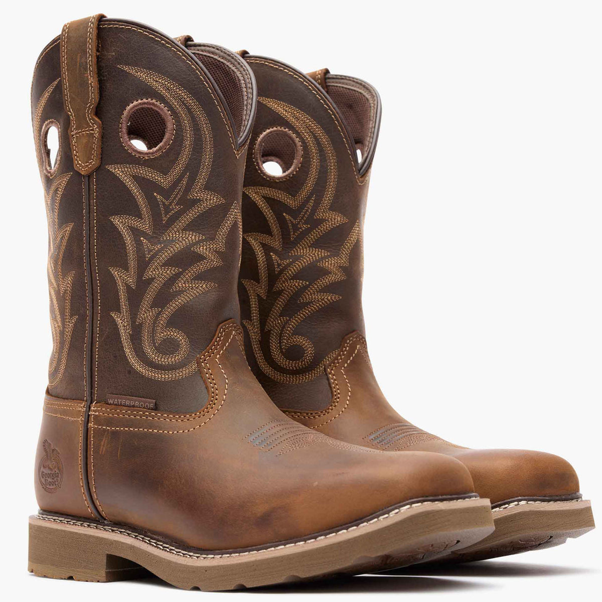 Men Georgia Boot Core 37 Western 11" Steel Toe Waterproof Pull-On Work Boo