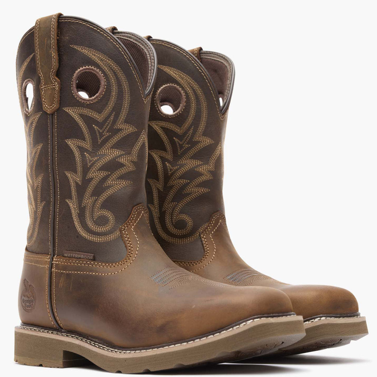 Men Georgia Boot Core 37 Western 11" Steel Toe Waterproof Pull-On Work Boo