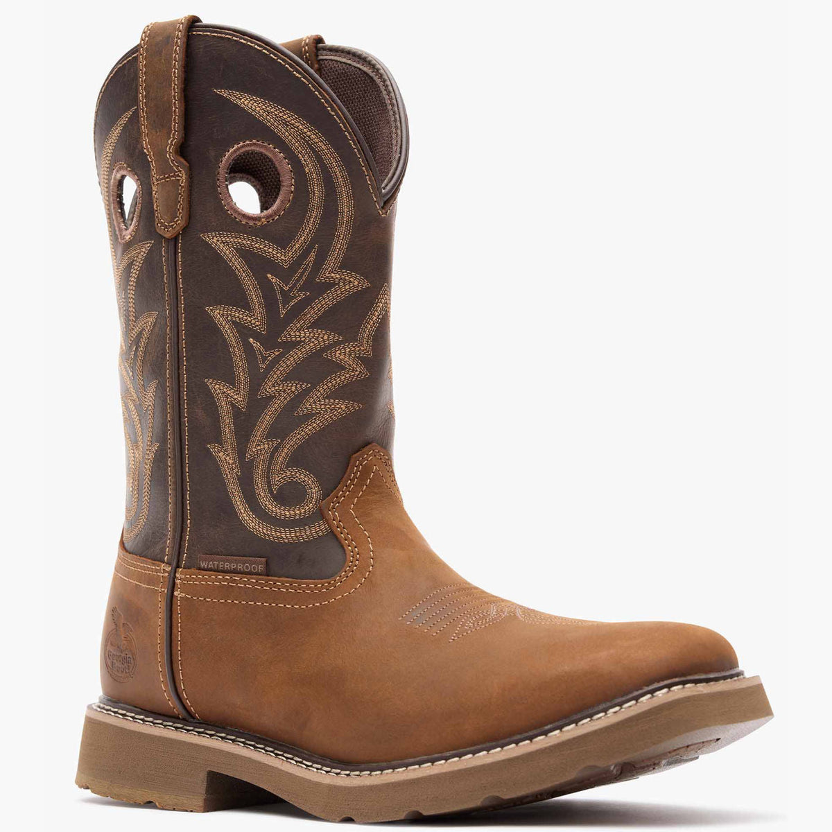 Men Georgia Boot Core 37 Western 11" Waterproof Pull-On Work Boot