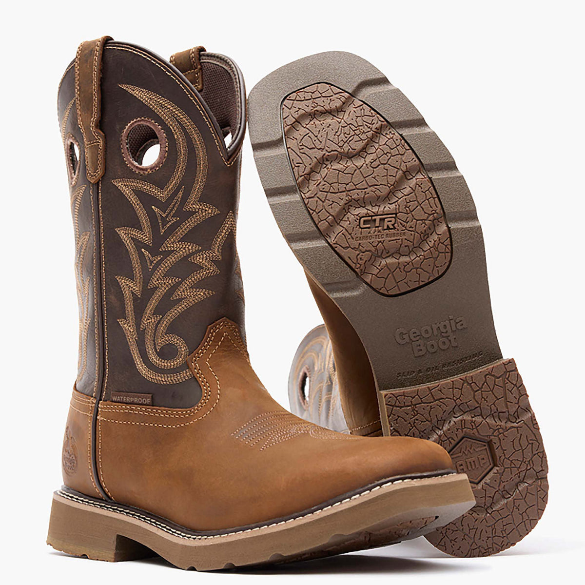 Men Georgia Boot Core 37 Western 11" Waterproof Pull-On Work Boot